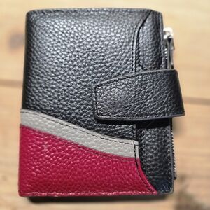 Black, Gray, and Red Leather Key & Card Holder